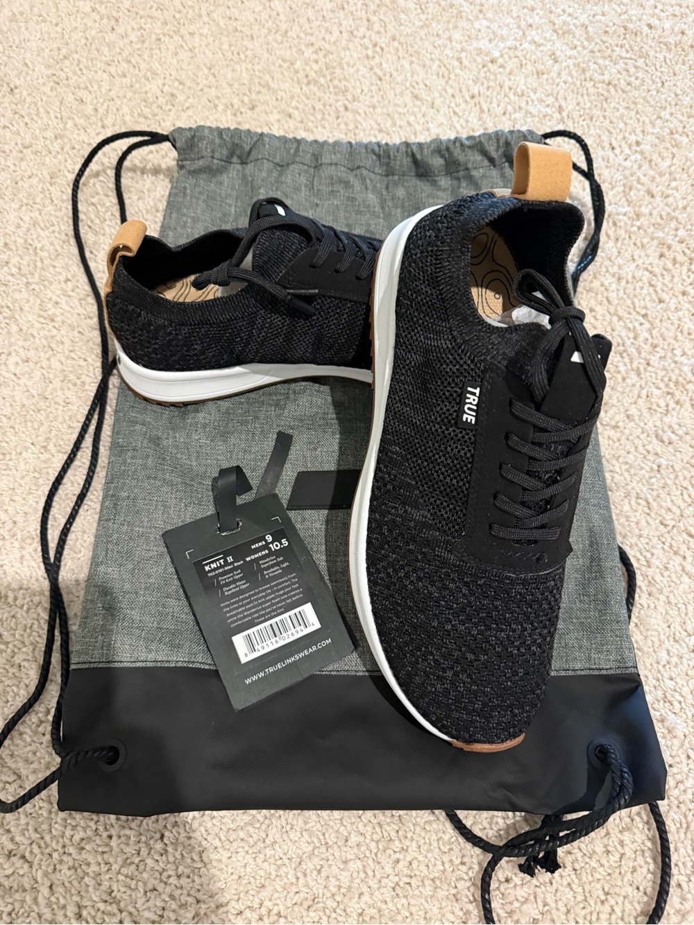 TRUE Black Knit Sneakers with White Sole